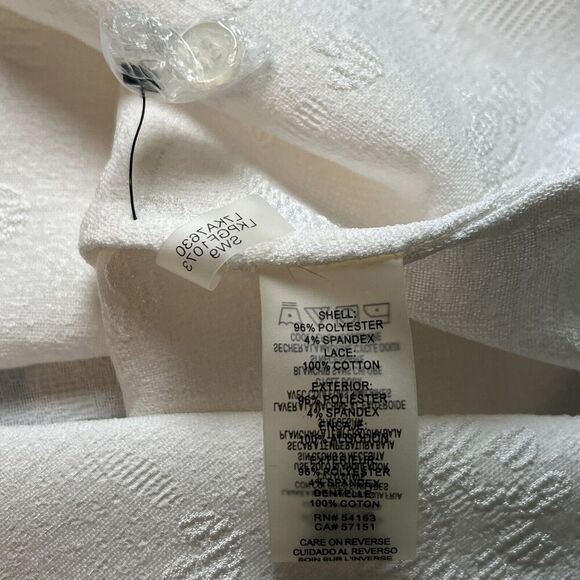 Karl Lagerfeld Paris Cream Floral Peasant Blouse Floral Embroidery Women's Small - Picture 4 of 6